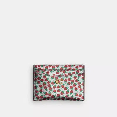 Coach Essential Card Case With Strawberry Print