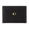 Coach Logo Pebbled Leather Card Holder In Black