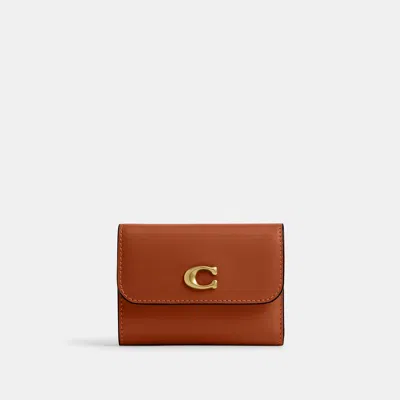 Coach Essential Card Holder Wallet In Brass/amber Brown