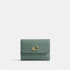 Coach Essential Sage Leather Card Holder Wallet In Green Leather
