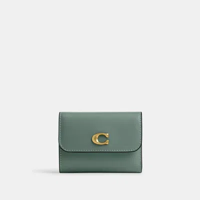Coach Essential Sage Leather Card Holder Wallet In Green Leather