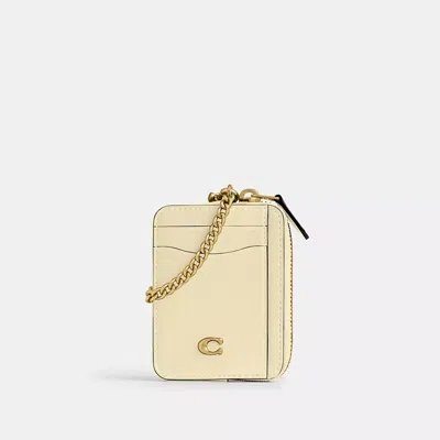 Coach Essential Chain Card Case In Brass/moonlight
