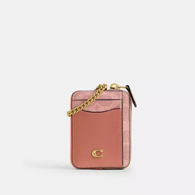 Coach Essential Chain Card Case In Signature Canvas