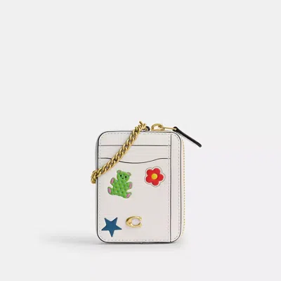 Coach Essential Chain Card Case With Sticker Print In Multi