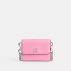 Coach Essential Half Flap Card Case In Silver/vivid Pink