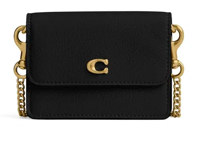 Coach Essential Half Flap Card Case Wallet Handbags Black: Sm
