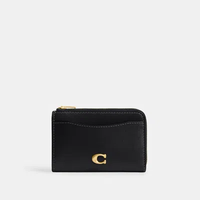 Coach Essential Key Zip Card Case In Brass/black