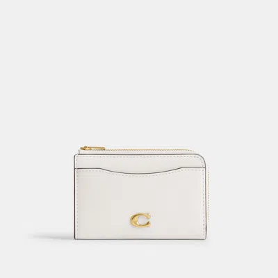 Coach Essential Key Zip Card Case In Brass/chalk