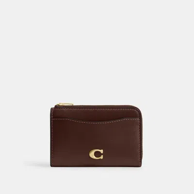 Coach Essential Key Zip Card Case In Brass/maple