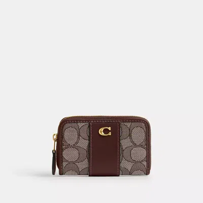 Coach Essential Kleines Kartenetui Mit Rundumreissverschluss Aus Signature Jacquard