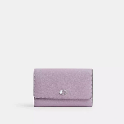Coach Essential Medium Flap Wallet In Colorblock In Silver/soft Purple Multi