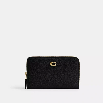 Coach Essential Medium Zip Around Wallet In Brass/black