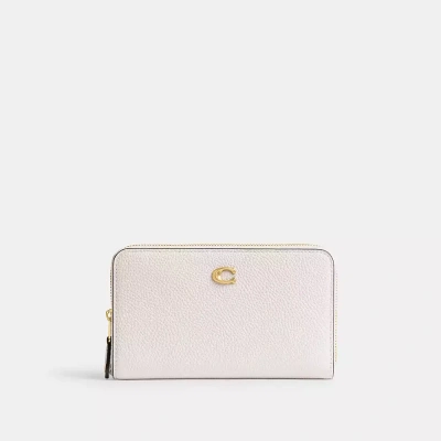 Coach Essential Medium Zip Around Wallet In Brass/chalk