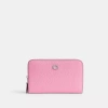 Coach Essential Medium Zip Around Wallet In Silver/vivid Pink