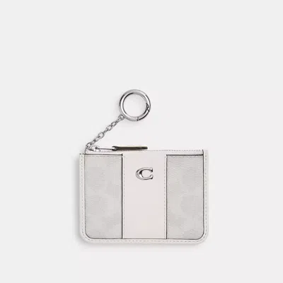 Coach Essential Mini Id Card Case In Signature Canvas In Silver/white Chalk