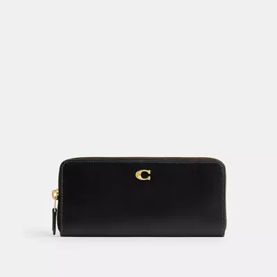 Coach Essential Schmales Akkordeon-portemonnaie Mit Reissverschluss In Black