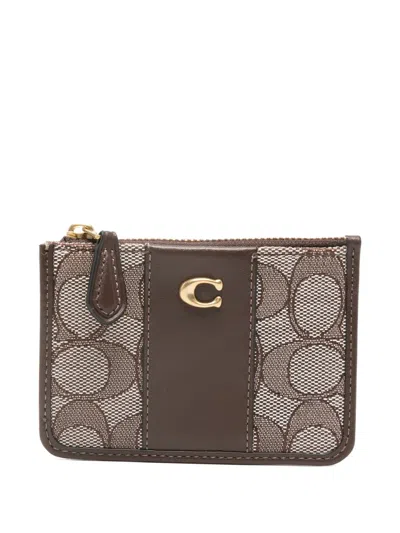 Coach Essential Signature Jacquard Wallet In Brown