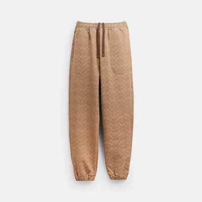 Coach Essential Signature Joggers In Tan Signature