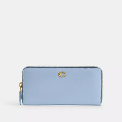 Coach Essential Slim Accordion Zip Wallet In Brass/bluebell