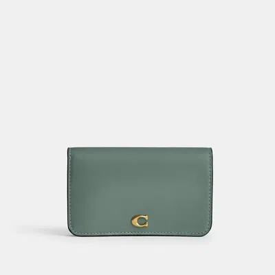 Coach Essential Slim Card Case In Brass/sage