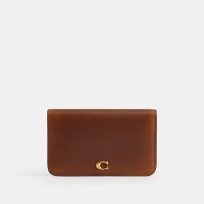 Coach Essential Slim Card Case In Loved Leather In Brown