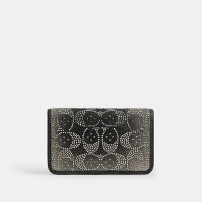 Coach Essential Slim Card Case With Crystal Signature In Black