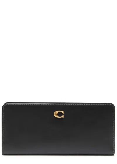 Coach Logo-plaque Wallet In Black