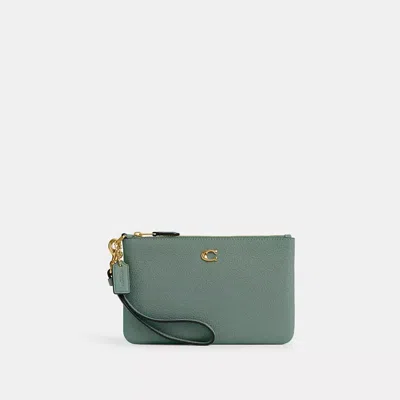 Coach Essential Small Wristlet In Brass/sage
