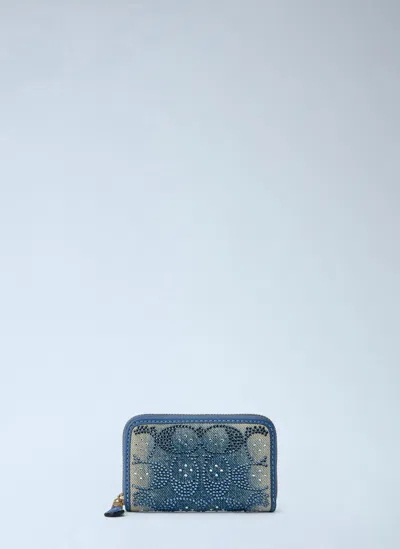 Coach Essential Small Zip Around Card Case In Blue