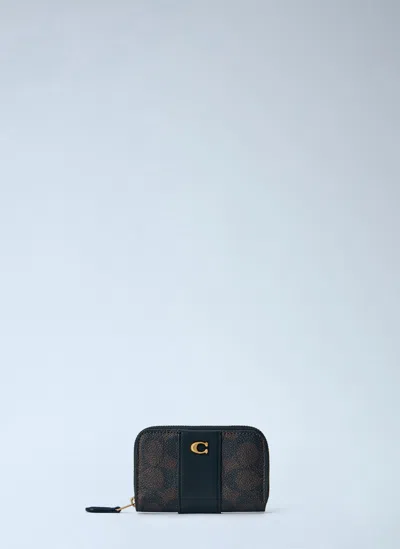Coach Essential Small Zip Around Card Case In Brown
