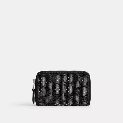 Coach Essential Small Zip Around Card Case In Crystal Signature Jacquard In Multi