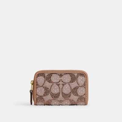 Coach Essential Small Zip Around Card Case In Pink