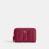 Coach Essential Small Zip Around Card Case With Pillow Quilting In Burgundy