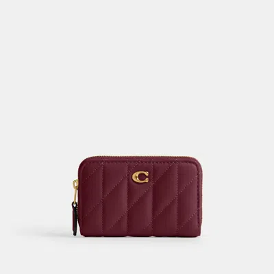 Coach Essential Small Zip Around Card Case With Pillow Quilting In Red