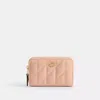 Coach Essential Small Zip Around Card Case With Pillow Quilting In Sand