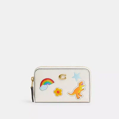 Coach Essential Small Zip Around Card Case With Sticker Print In Multi