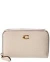 Coach Essential Small Zip Leather Wallet In White