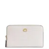 Coach Essential Zip Around Leather Wallet In White
