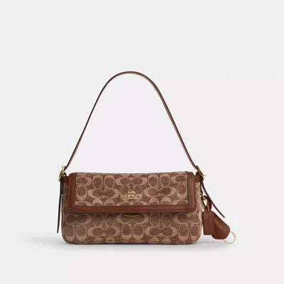 Coach Etta Small Flap Shoulder Bag In Signature Chenille In Brown