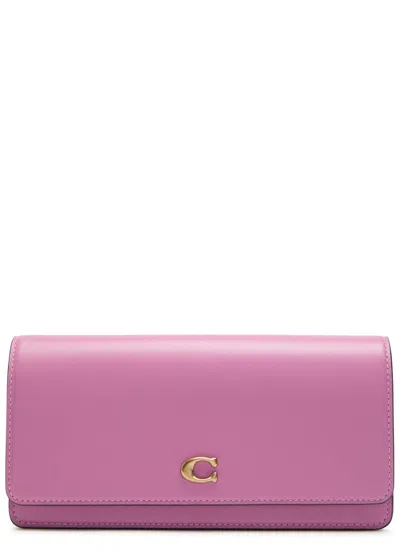 Coach Evie Leather Wallet-on-chain In Pink