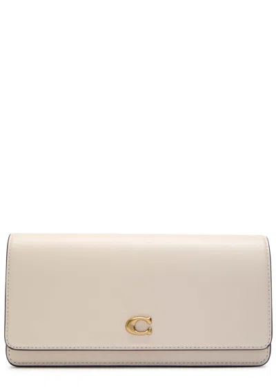 Coach Evie Leather Wallet-on-chain In Neutral