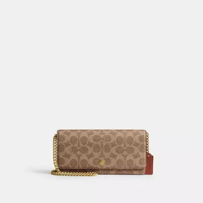 Coach Evie Long Wallet With Chain In Signature Canvas In Multi