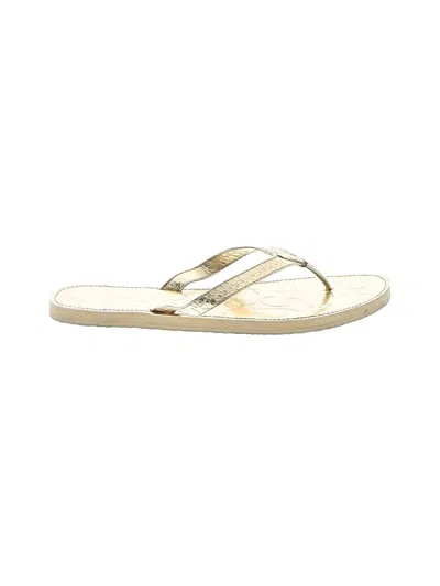 Pre-owned Coach Factory Flip Flops In Gold