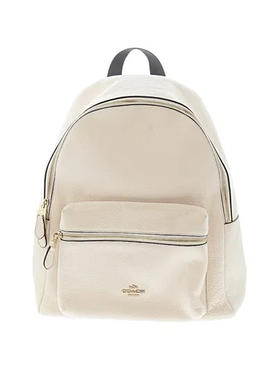 Pre-owned Coach Factory Leather Backpack In White