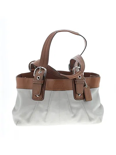 Pre-owned Coach Factory Leather Shoulder Bag In White