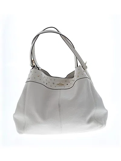 Pre-owned Coach Factory Leather Shoulder Bag In White