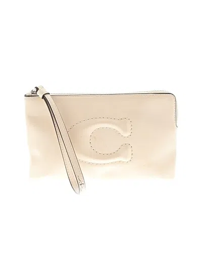Pre-owned Coach Factory Leather Wristlet In White