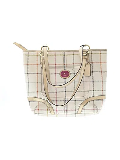 Pre-owned Coach Factory Tote Bag In White