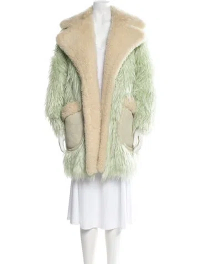 Pre-owned Coach Faux Fur Coat In Green