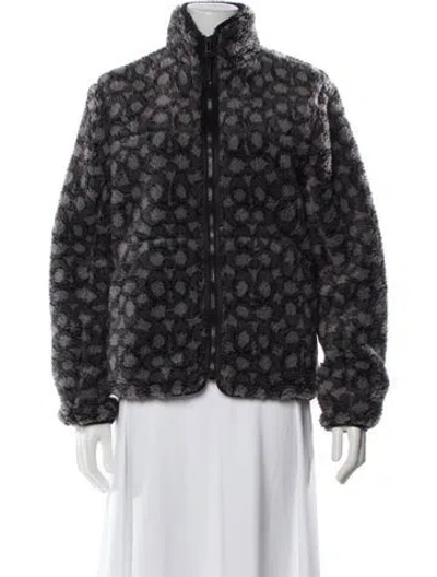 Pre-owned Coach Faux Fur Printed Jacket In Black